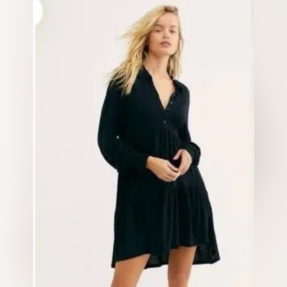 Free People Best Girl Black Tunic Mini Dress